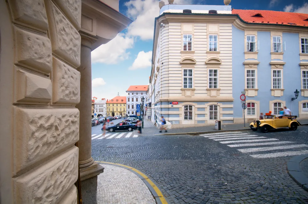 A historic European square on a bright day