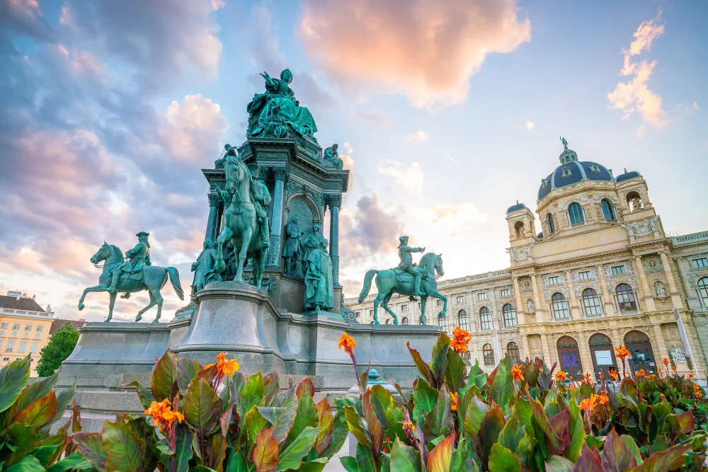 Maria-Theresien-Platz in Vienna at sunset